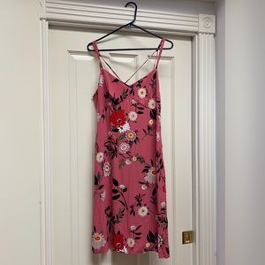 Loft Mauve Pink Floral Strappy Dress Size 10 NWT